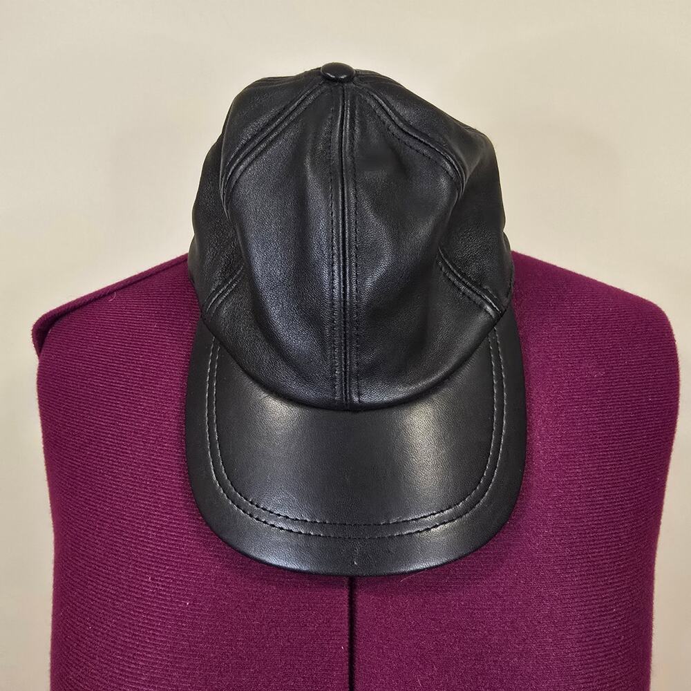 Women's LITA by Ciara Black Lamb Leather Baseball Cap | One Size
